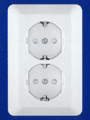 Серия ПРИМА розетка скрытой установки двухместная с заземляющими контактами и защитными шторками РС 16-007